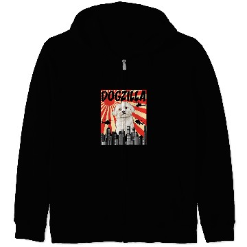 Discover Maltese Pet Funny Retro Japanese Dogzilla Zip Hoodies