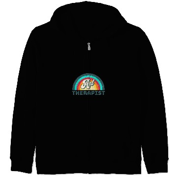 Discover Art Therapist 1960s Groovy Distressed Font Rainbow Zip Hoodies