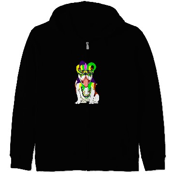 Discover English Bulldog Pet Mardi Gras Carnival Pet Zip Hoodies