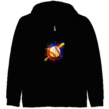 Discover Sport Baseball And Bat Splat Zip Hoodies