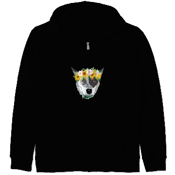 Discover Heeler Pet adorable Blue Heeler Cattle Dog with flowers Zip Hoodies