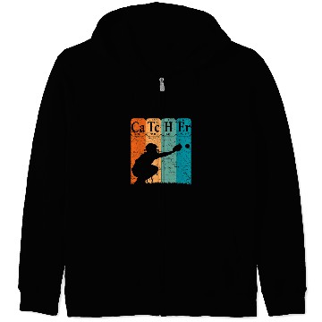 Discover Sport Baseball Periodic Table Elements Nerd Baseball Catcher Retro 2 Zip Hoodies