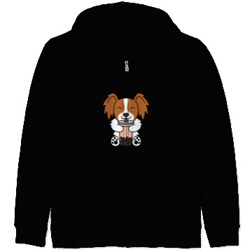 Discover Papillon Pet Boba Bubble Milk Tea Papillon Zip Hoodies