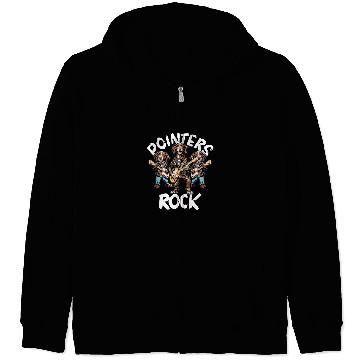 Discover German Shorthaired Pet Pointers Rock Trio Rocking Playing Guitar Zip Hoodies