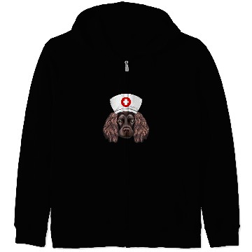Discover Boykin Spaniel Pet Wearing a nurses Hat Zip Hoodies