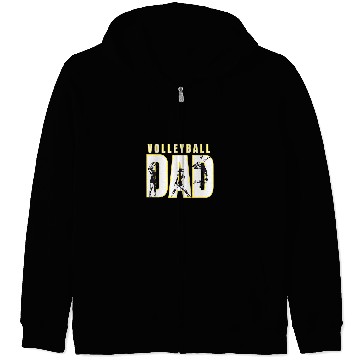 Discover Sport Volleyball Dad Black and Gold Zip Hoodies