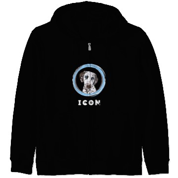 Discover Dalmatian Pet Face With Funny Icon Caption Zip Hoodies