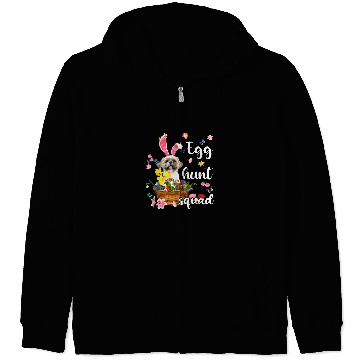 Discover Shih Tzu Pet Happy Easter Day Easter Colorful Egg Hunt Zip Hoodies