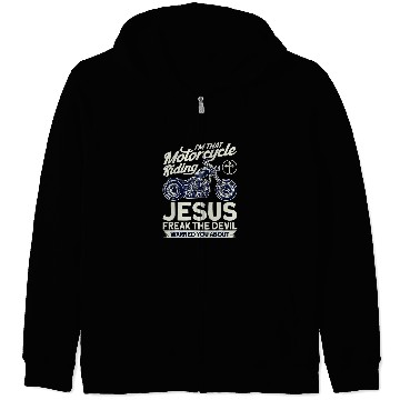 Discover Christian Motorcycle Biker Motorcycle Riding Jesus Freak Zip Hoodies
