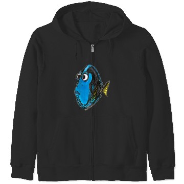 Discover Disneyss Pixars Finding Nemo Dory Blue Fish Sketch Portrait Zip Hoodies