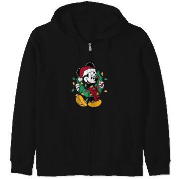 Discover Disney Mickey Mouse Christmas Lights Raglan Baseball Tee Zip Hoodies