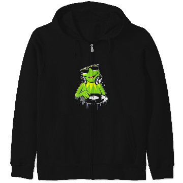Discover Disney The Muppets Kermit  DJ Distressed Logo Zip Hoodies