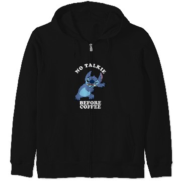 Discover Disney Lilo Stitch No Talkie Before Coffee Grumpy Alien Zip Hoodies