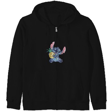 Discover Disney Lilo Stitch Pineapple Posing Destressed Zip Hoodies