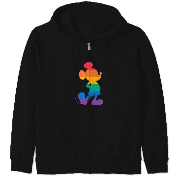 Discover Disney Mickey Mouse Pride Classic Pose Rainbow Icon Fill Zip Hoodies