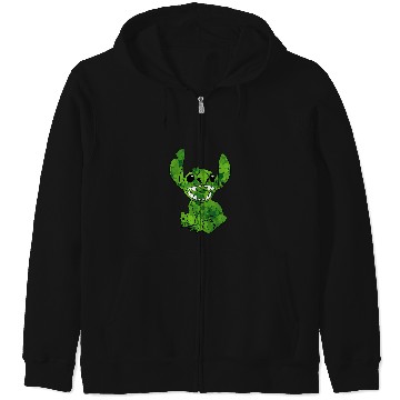 Discover Disney Lilo Stitch St Patricks Day Stitch Clover Zip Hoodies