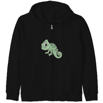 Discover Disney Tangled Pascal Cute Pose Left Chest Pocket Logo Zip Hoodies