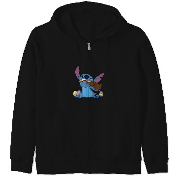 Discover Disney Stitch Eats Chocolate Bunny Easter Zip Hoodies