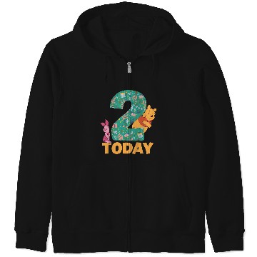 Discover Kids Disneyss Winnie The Pooh Piglet Birthday 2 Years Old Today Zip Hoodies