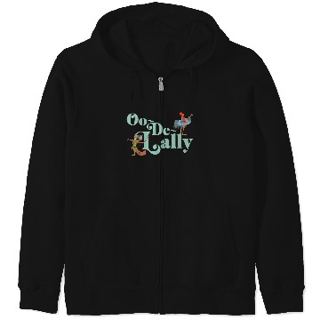 Discover Womens Disney Robin Hood Oo-De-Lally Iconic Quote Chest Text Logo V-Neck Zip Hoodies