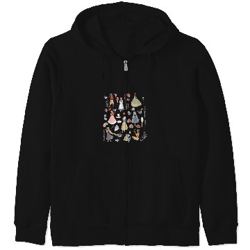 Discover Disney Princess  Collage Icons Group Shot Chest Zip Hoodies