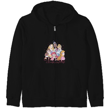 Discover Disney Christmas Princess Believe Group Shot Zip Hoodies
