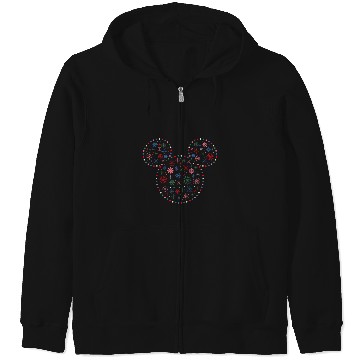 Discover Disney Mickey Mouse Icon Christmas Holiday Lights Snowflakes Zip Hoodies