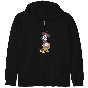 Discover Disney Minnie Mouse Pastel Spring Retro with Easter Basket Premium Zip Hoodies