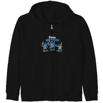 Discover Disney Lilo & Stitch Happy Hanukkah Lights Spin Latkes Zip Hoodies