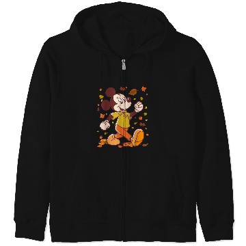 Discover Disneyss Mickey Mouse Strolling Through Autumn Leaves Fall Zip Hoodies