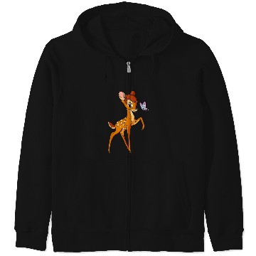 Discover Disney Bambi Young Bambi Classic Cute Happy Pose Logo Zip Hoodies