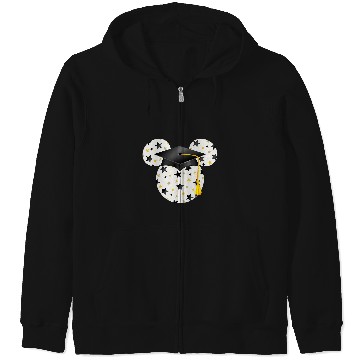 Discover Disney Mickey Head Graduation Hat Star Fill Zip Hoodies