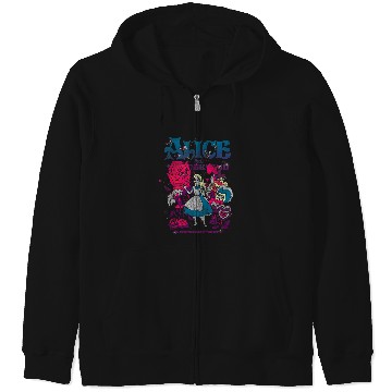 Discover Disneyss Alice In Wonderland Technicolor Distressed Big Poster Zip Hoodies