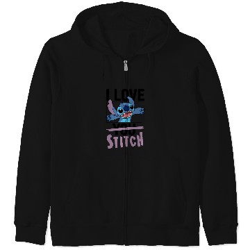 Discover Disney Valentines I Love Stitch Zip Hoodies