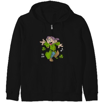 Discover Disneyss Snow White St Patrick Day Happy Dopey Chest Logo Zip Hoodies