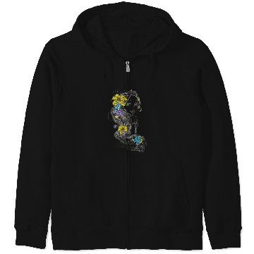 Discover Disney Tangled Rapunzel Floral Sketch Portrait Zip Hoodies