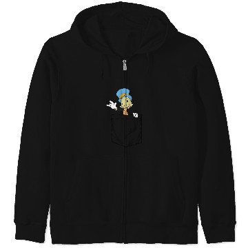 Discover Disney Pinocchio Jiminy Cricket Faux Pocket Zip Hoodies