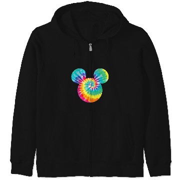 Discover Disney Mickey Mouse Icon Rainbow TieDye Short Sleeve Zip Hoodies