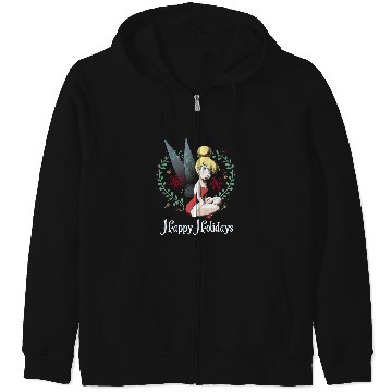 Discover Disney Peter Pan Tinkerbell Happy Holidays Graphic Zip Hoodies