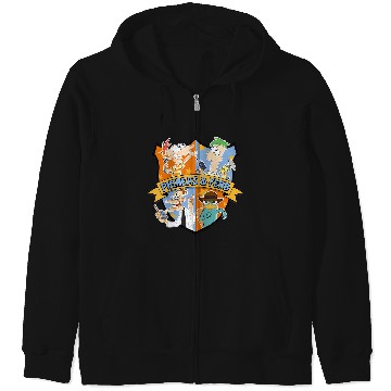 Discover Disney Phineas And Ferb Main Characters Emblem Logo Zip Hoodies