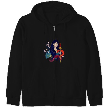 Discover Disney Princess Mulan and Mushu Modern Art Deco Style Zip Hoodies