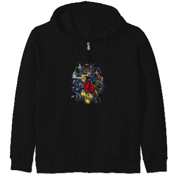 Discover Disney Kingdom Hearts Sora Surrounded Vintage Hero Poster Zip Hoodies