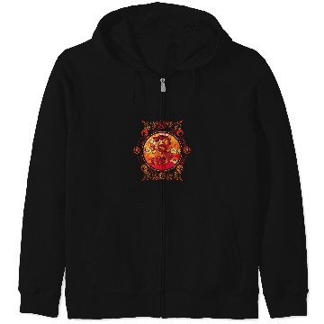 Discover Disney Mulan Mushu Traditional Art Circle Portra Zip Hoodies