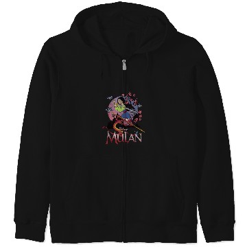 Discover Disney Mulan And Mushu Collage Portrait Logo Tan Zip Hoodies