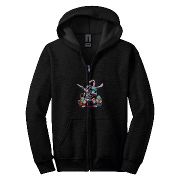 Discover Dabbings Easter Bunny Astronaut Rabbit Zip Hoodies