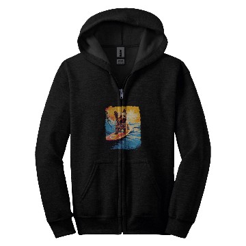 Discover Paddle Board Surfing Dog Yorkshire Terrier Zip Hoodies