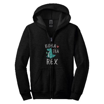 Discover Dinosaur Pet Boba Tea Dino Dinosaurs Bubble Pearl Milk Tea TRex Zip Hoodies