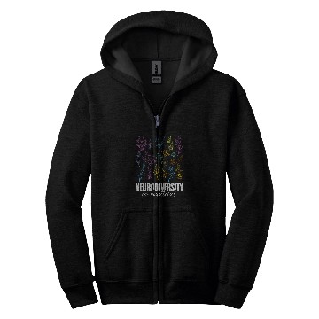 Discover Autism Puzzle ASD Beautiful Flowers Neurodiversity Zip Hoodies