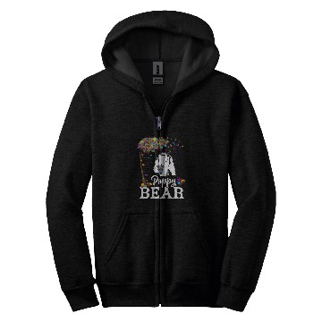 Discover Autism Puzzle Awareness Poppy Bear Support Zip Hoodies