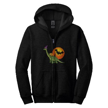Discover Dinosaur Pet Brachiosaurus Witch Pumpkin Halloween Dinosaur Brontosaurus 8 Zip Hoodies